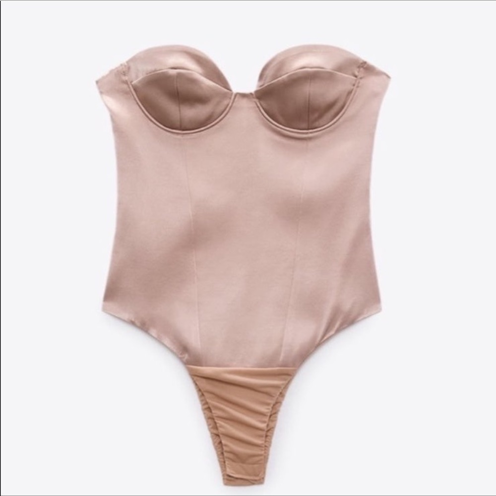 Satin Effect Corset Bodysuit